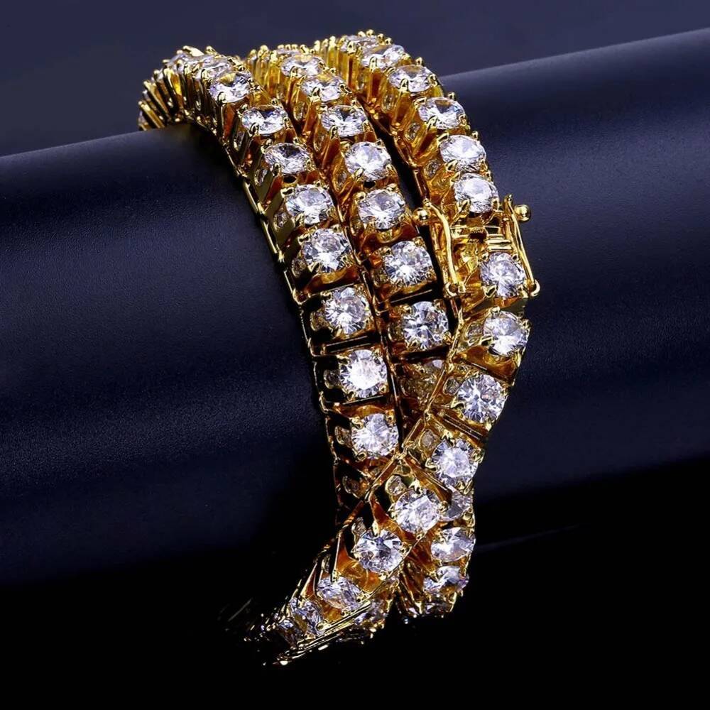 Men's 10mm Hip Hop Bling Iced out Gold Cubic Zirconia Tennis Chain Necklace Single Row CZ Stone Choker Jewelry