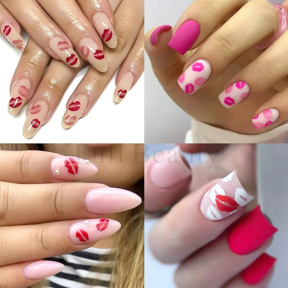Kiss Sexy Red Lips Stickers for Nails Valentines Day Selfadhesive Nail Art Decoractions Decals Sliders Manicure Accessories 250605