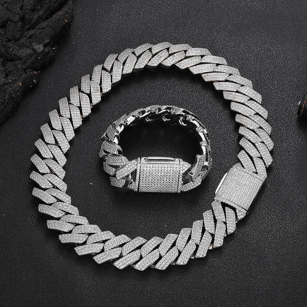 Mens Luxury 20mm Cuban Link Chain w/ VVS Moissainite Bezel Setting Includes GIA Certificate