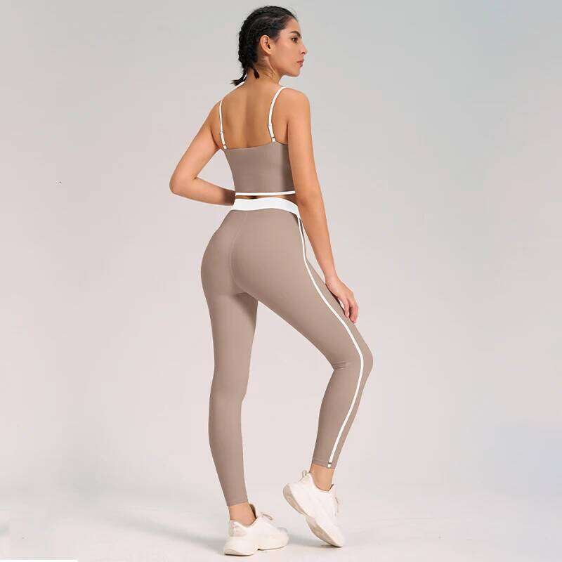 2pcs Patchwork Sport Yoga Suit Breathable Sportwear Adjustable Bra Workout Clothes for Women Outfit Fintess Set