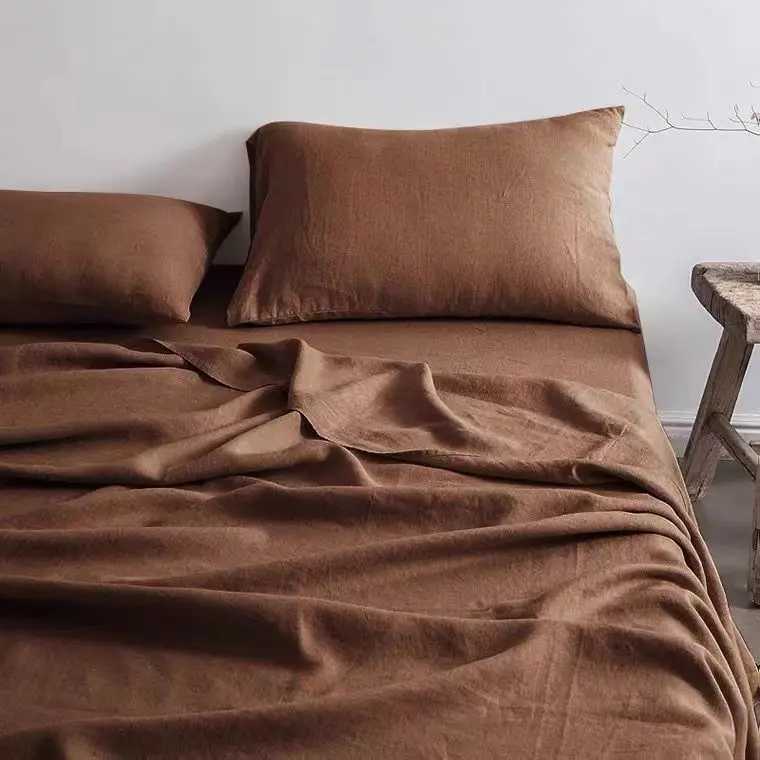 100% Pure Linen Bed Sheets Stone Washed French Linen Solid Color Breathable Durable for Hot Sleepers 1 PC Flat Sheet Bedsheets Y250611