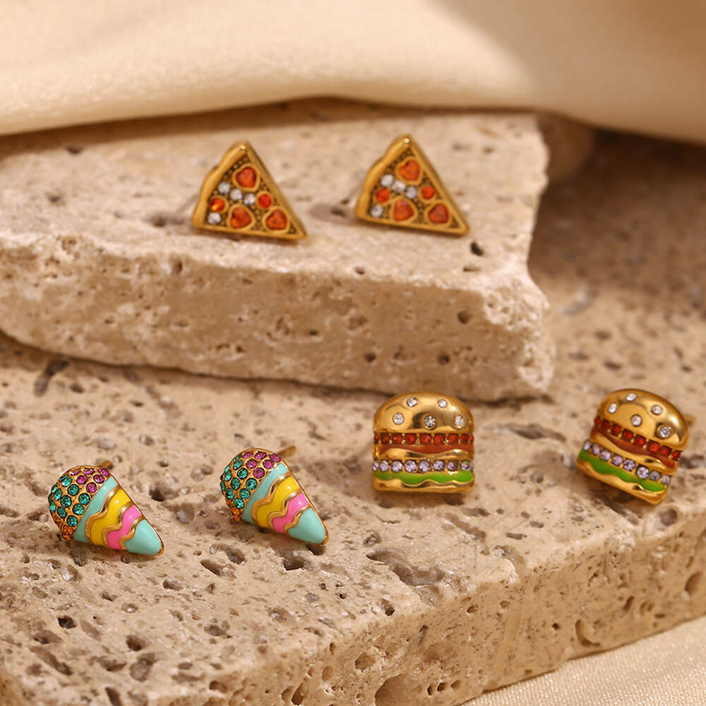 Summer Fashion: Niche Personality's Glittering Gold Plated Sandalwood Ear Cuffs with Delightful Dessert Designs