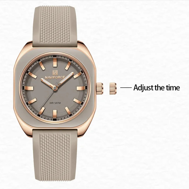NAVIFORCE Fashion Womens Casual Elegant Simple Polygon Quartz Silicone Watch Gift for Women Wristwatch Casual Relogio Feminino 250606