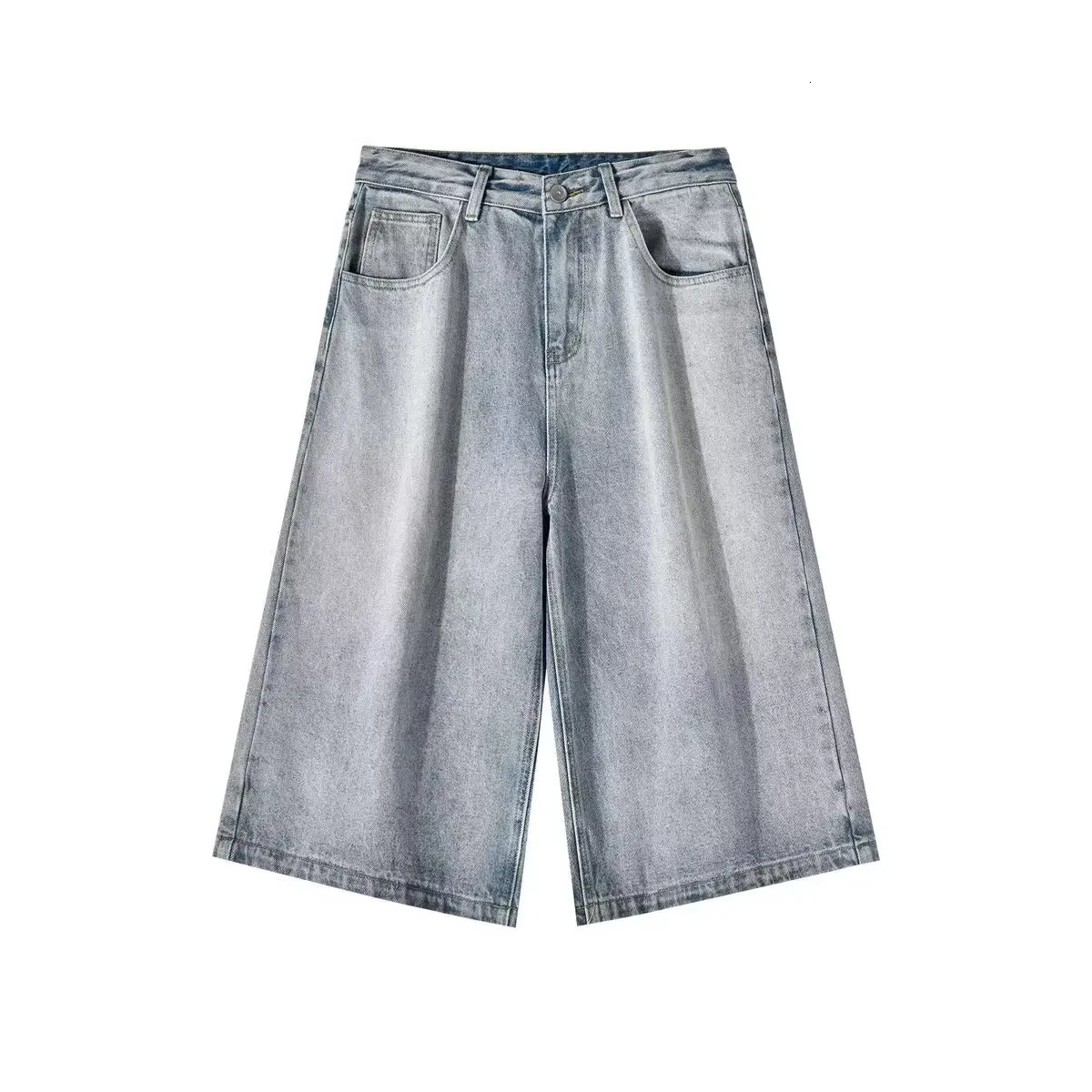 Wideleg Sevenpoint Denim Shorts Mens Summer Highend Fashion Straight Casual Pants Man Jeans Y2k Clothes Baggy 250610
