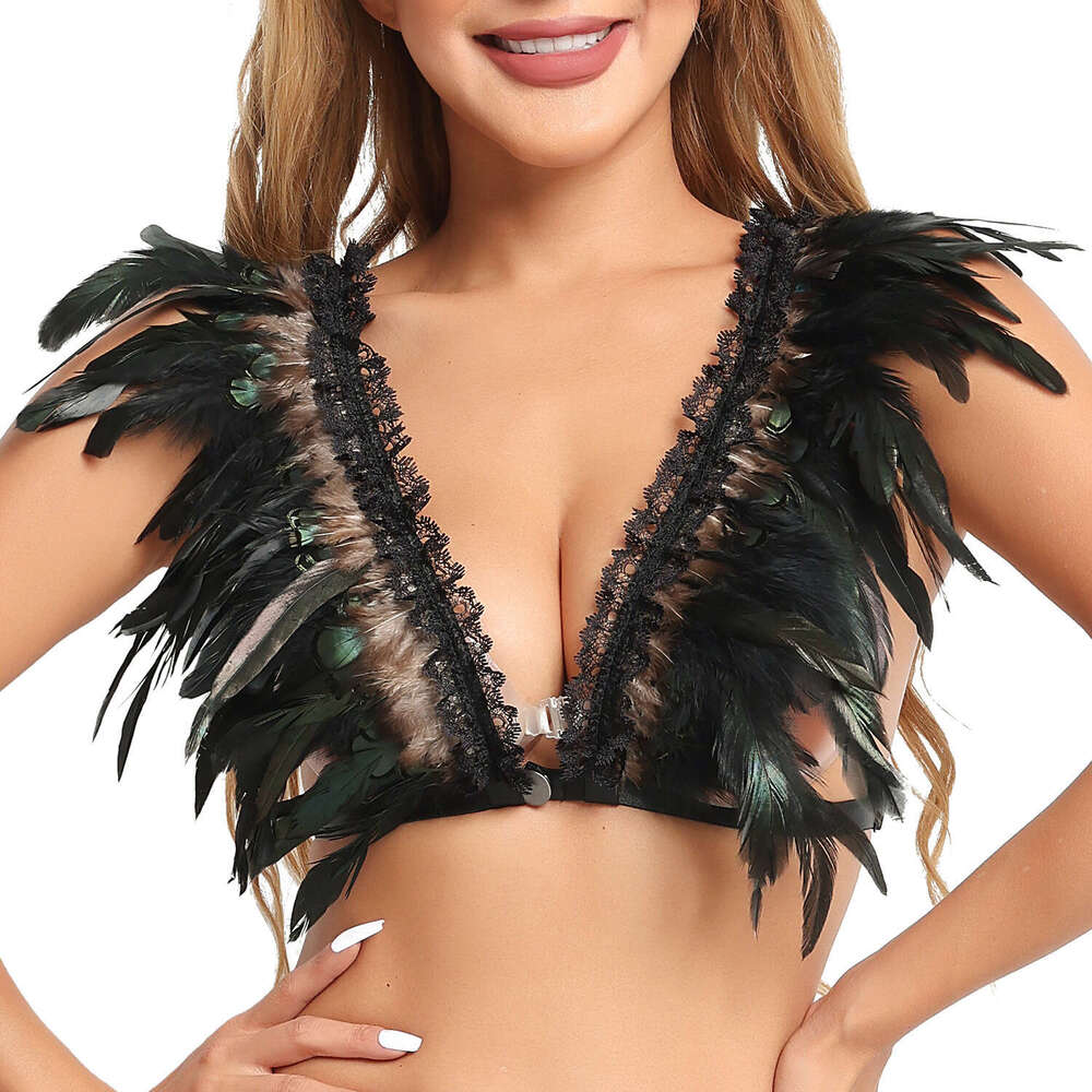 Spell Lingerie Porn Suits ZRFZRF Hollow Out Nightclub Strap Black Sexy Feather Lingerie Game Costume O Sexy Lingerie