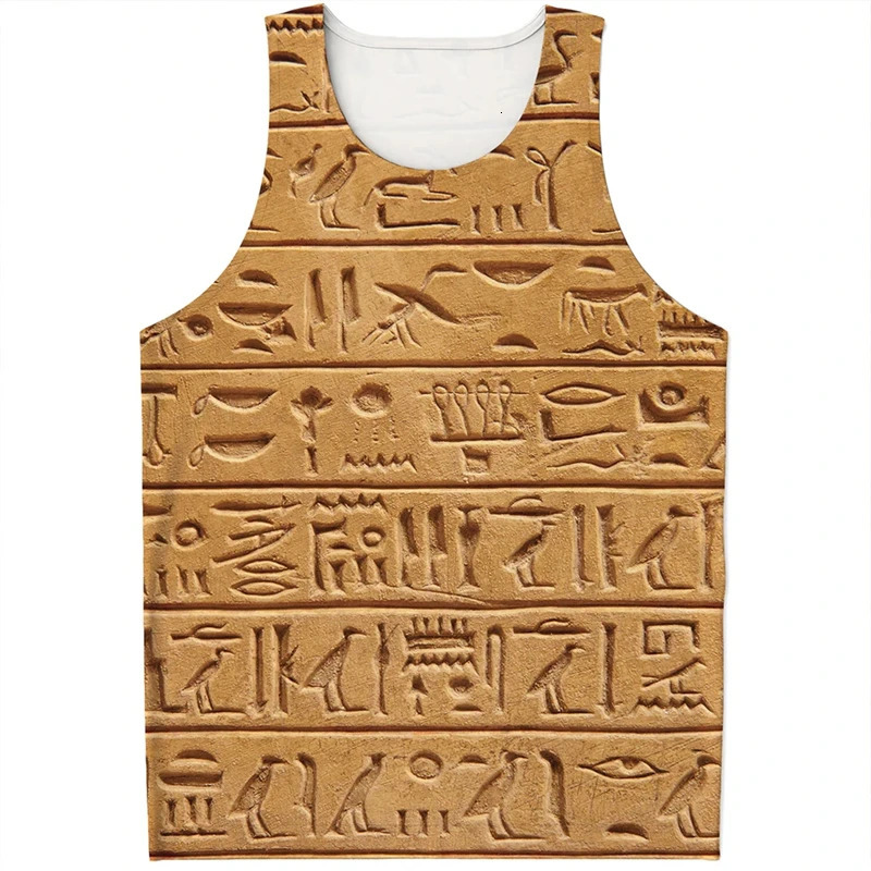Summer Gym Bodybuilding Tank Top Fashion Egyptian Murals 3D Print Fitness Sleeveless Shirts Male Undershirt Casual Tops Vest 250609