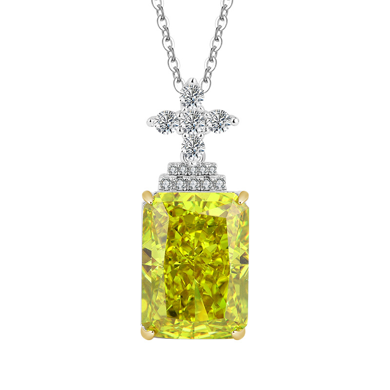 S925 Silver High-Carbon Diamond Luxury Pendant Necklace, 13x18mm Main Stone, Exquisite Fashion Design, Perfect Women's Jewelry for Any Occasion