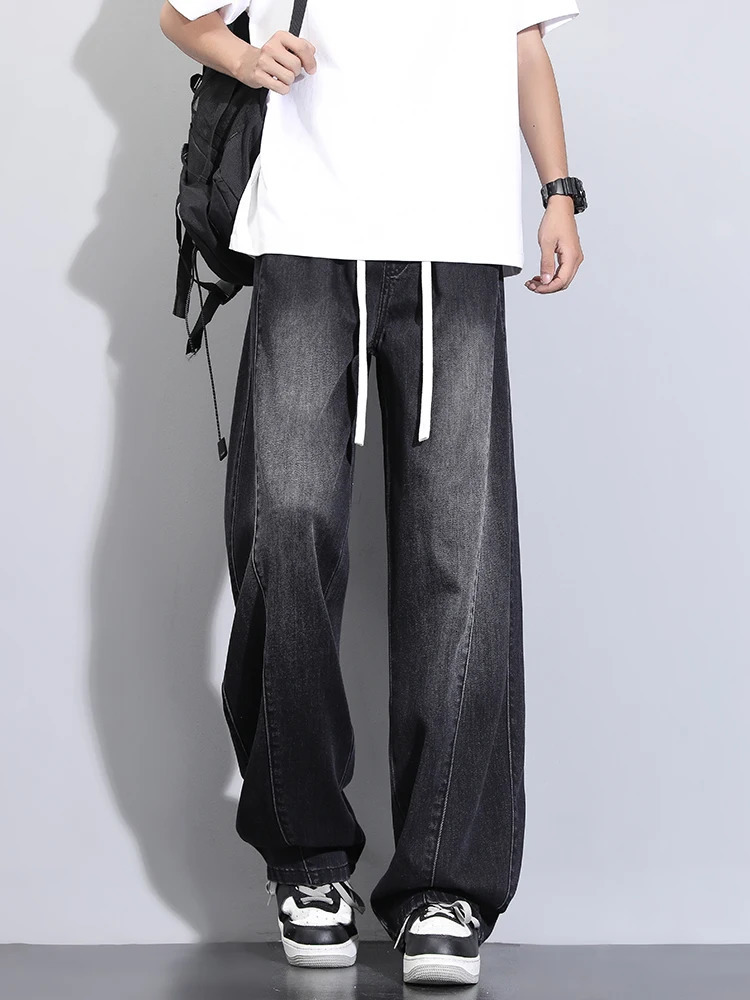 Summer Lyocell Jeans Men Korean Fashion Wide Leg Straight Denim Pants Light and Thin Cool Baggy Jeans Trousers 250611