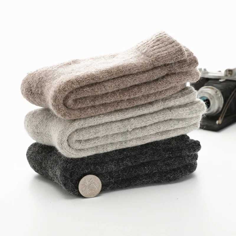 Socks Men Super Thicker Solid Sock Merino Wool Rabbit Socks Against Cold Snow Russia Winter Warm Funny Happy Male Socks Z250610