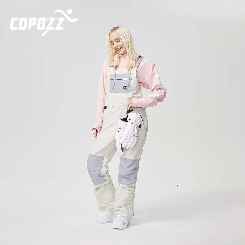 COPOZZ Men Women Ski Pants Windproof Waterproof Bib Overalls Trousers Winter Warm Outdoor Sports Snowboard Skiing Clothing