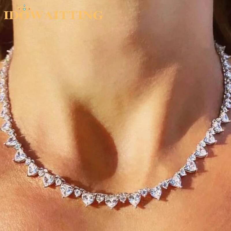 2025 Lover Valentine's Day Gift Sparking Bling Round Love Heart Cubic Zirconia Cz Tennis Choker Necklace For Women Girlfriend