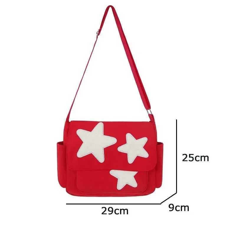 Women Star Pattern Y2k Messenger Bag Casual Tote Lady Simple Large Capacity Shoulder Bag Girl Travel School Bookbag Handbag XJ250610
