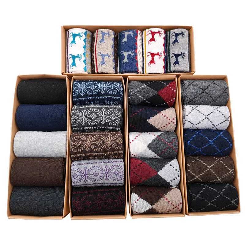 Box Gift Fashion High Quality 5 Pairs/lot Casual Cotton Male Boy Socks Business Keep Warm Mens Socks Z250610
