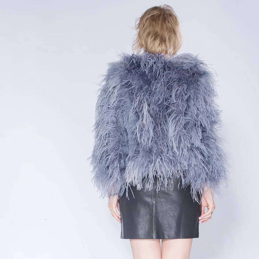 Winter Ostrich Feather Casual Long-Sleeved Australia Imported Feathe Jacket Ladies Nightclub Coat