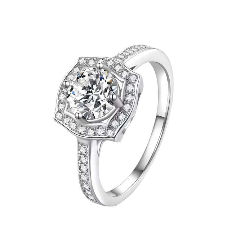 Custom Silver VVS Moissanite Ring Jewelry for Women High Quality Brilliant Round Shape Elegant Diamond Wedding Band