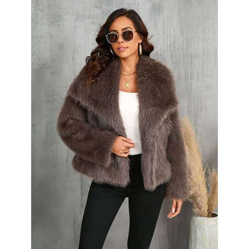 ZADORIN Fashion Oversized Turn Down Collar Fluffy Coat Vintage Faux Fur Jacket Coats Winter Clothes Women 2025