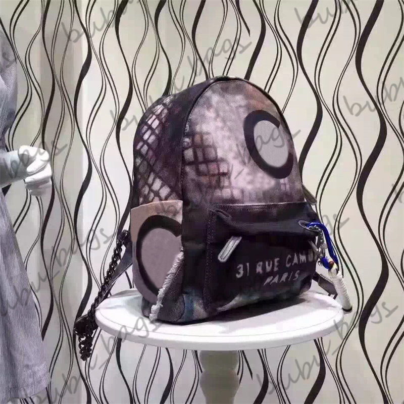 Women Vintage Graffiti Backpack Designer 38*31*14CM Backpacks Letter Element Womens Back Pack Fashion Brand Bag Retro Soft Satchels