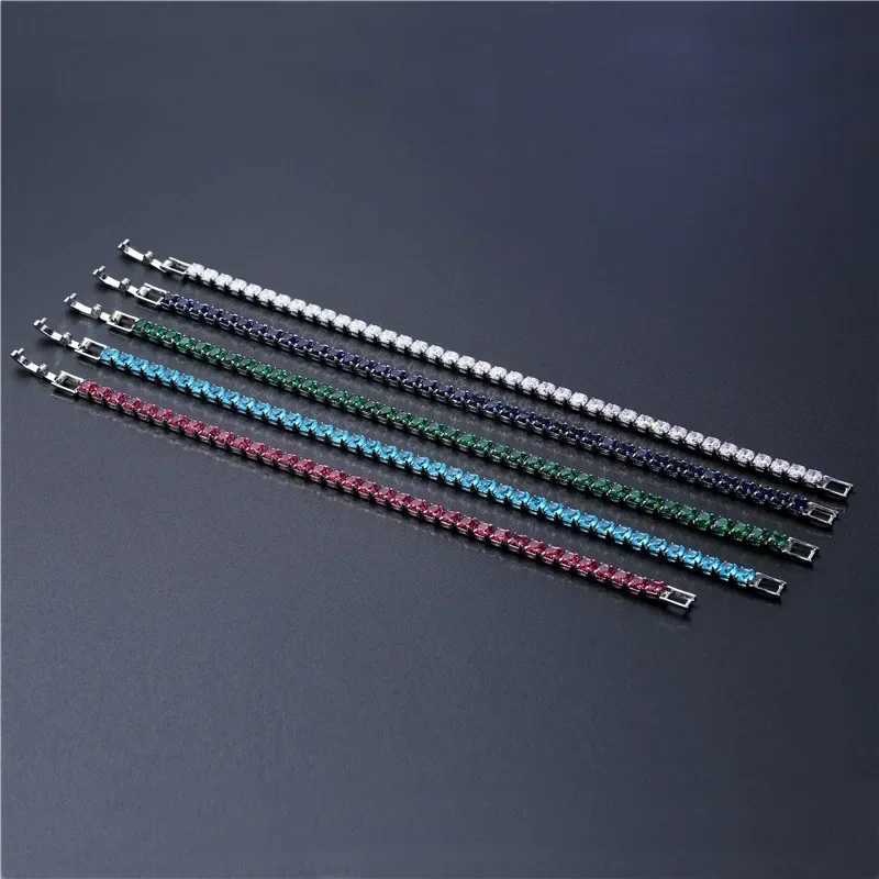 Luxury Hiphop Iced Out 4mm Cubic Zircon Crystal Tennis Bracelets for Women/Men Gold Silver Color Chain Bracelet Fashion JewelryXJ250707