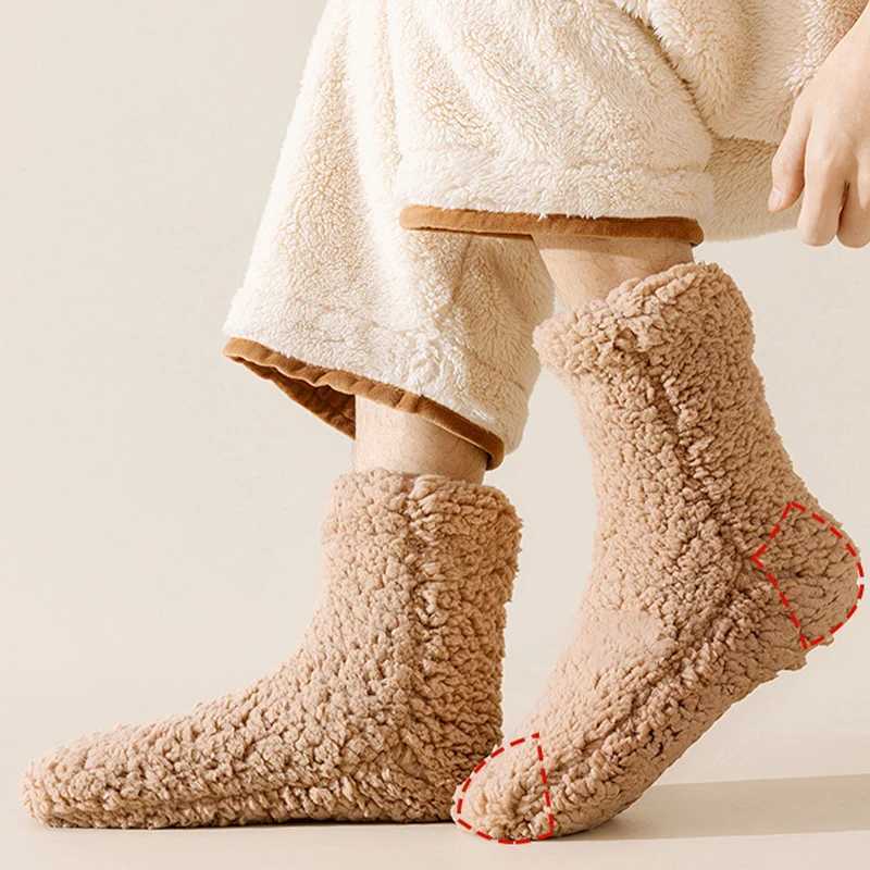 1pair Men Thermal Sleep Sock High Quality Silicone Non-slip Comfortable Women Socks Soft Solid Color Fashion Thickened Floor Sox Z250610