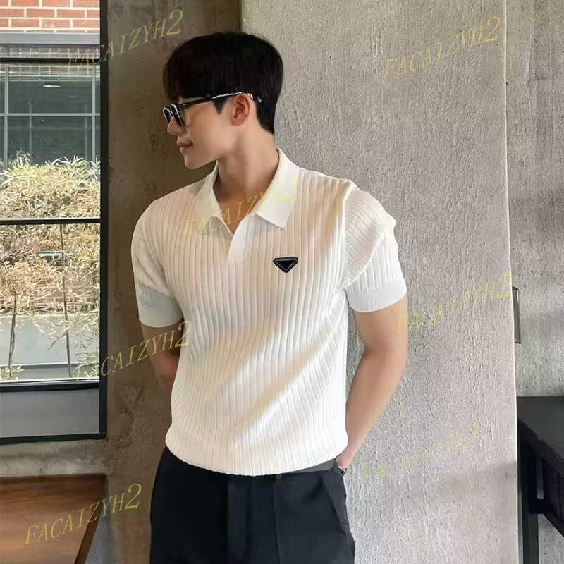 Men's Polos designer Summer Mature POLO Shirt for Men Slim Turn-down Collar Solid Color Casual Thin Half-sleeve Trendy Knitted Top T-shirt