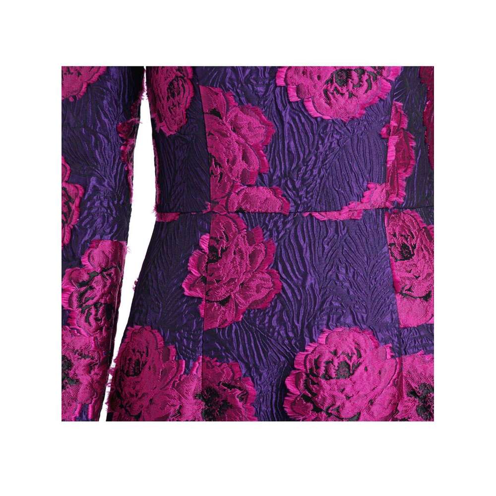 Elegant Brocade Women Maxi Mermaid Dress Long Vintage Flowers Slim Clothing Stand Collar Party Dresses Robe Femme Vestido