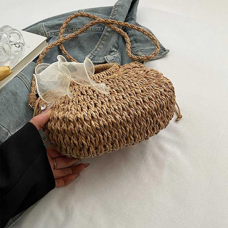 Women Crossbody Bags Handmade Casual Woven Basket Handbag Elegant Lady Straw Bag Summer Beach Shoulder Bags XJ250610