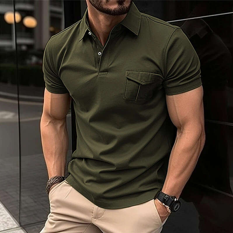 Autumn New With Pocket Men's Sports Polo Shirt B5