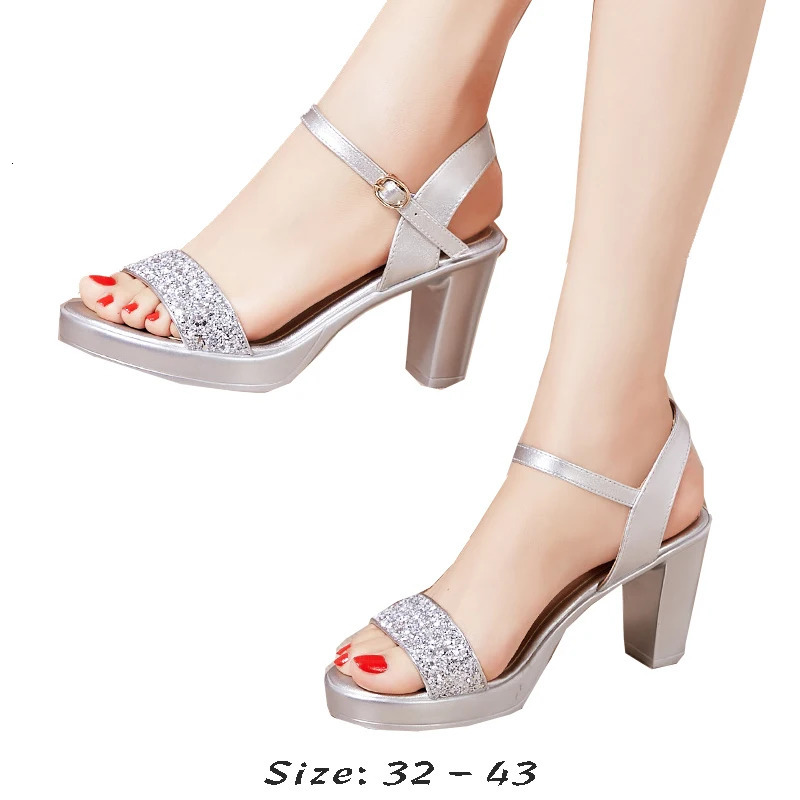 High quality sandals for women 8cm 10cm high heel summer size 32 33 42 43 platform open toe elegant shoe black gold silver 250609