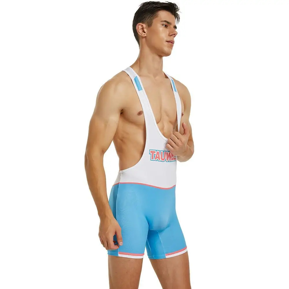 TAUWELL Men Undershirts Onepiece Vest Bodysuit Shorts Wrestling Singlet Bodybuilding Jumpsuit Gym Fitness Workout Sportwear 250609