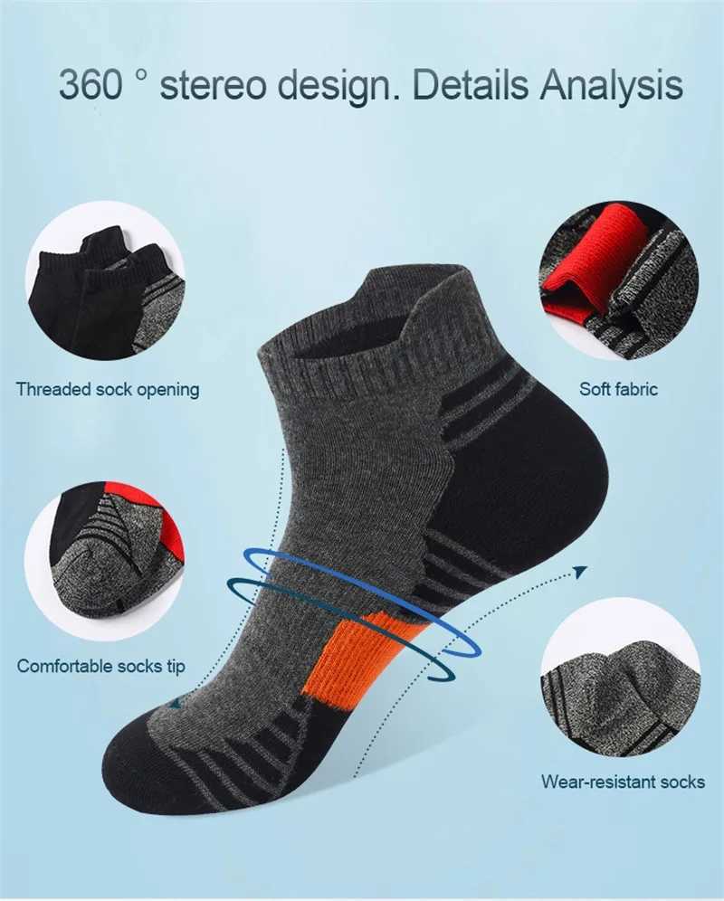 5/10Pairs Mens Ankle Sport Socks - Sweat-absorbing Breathable Comfy Socks For Running Outdoor Activities Z250610