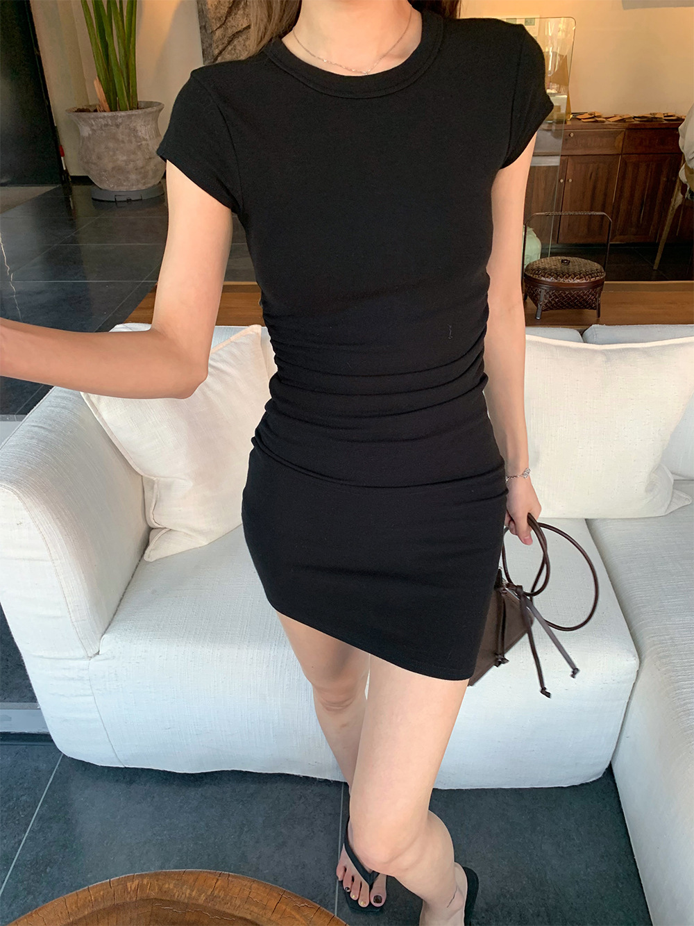 BLSJ230 Spring Temperament High-grade Dress Women's Waist Slimming Hip Short Skirt Women