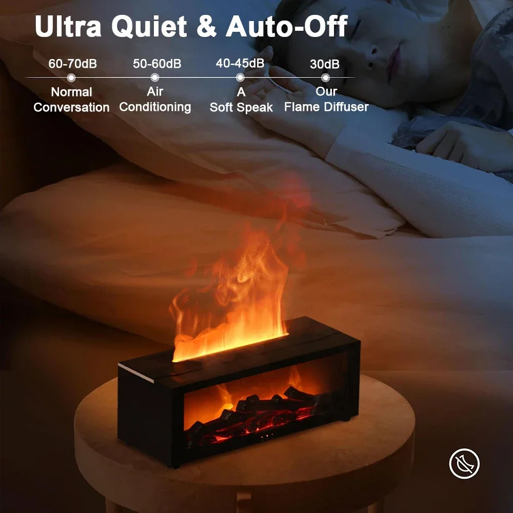 Air Humidifier Flame Fireplace Aromatherapy Machine Desktop Air Diffuser Essential Oil with Timed Colorful Light Remote Control 250610bj - view 5