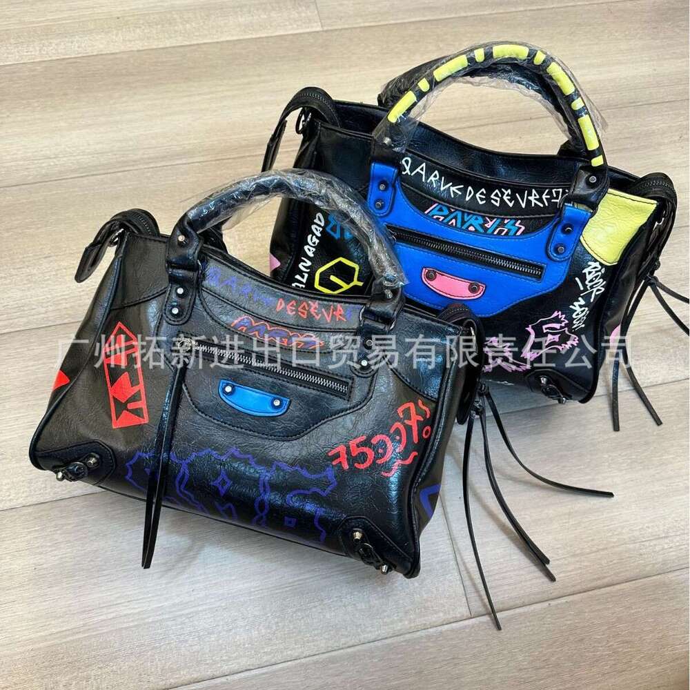 New Graffiti Motorcycle Fashion Trend Shoulder Bag Crossbody Handbag Must Have Trendy Item