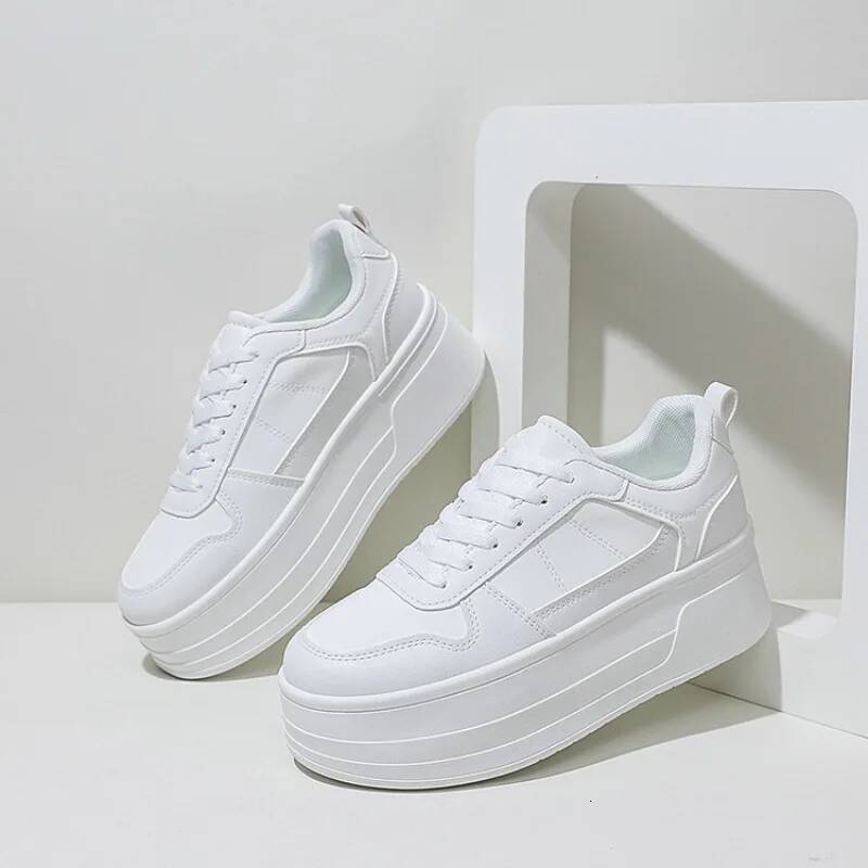 Ddmyoutdoor White Sneaker High Quality Leather Casual Designer Height Increasing Sports Shoes For Women Platform Vulcanized Shoe Outdoor Shoes