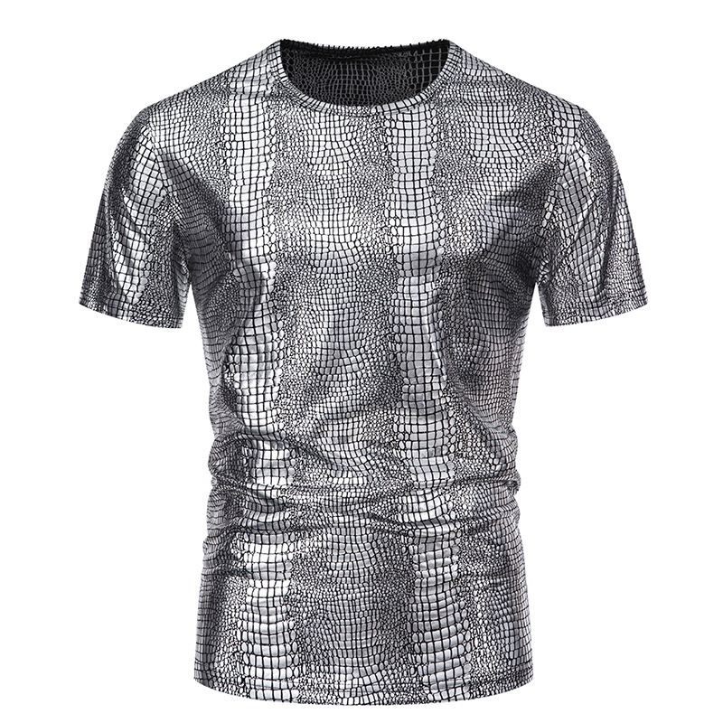 Short Sleeve for Men, Youth Fashion Casual Glossy Five-Sleeve Round Neck T-Shirt