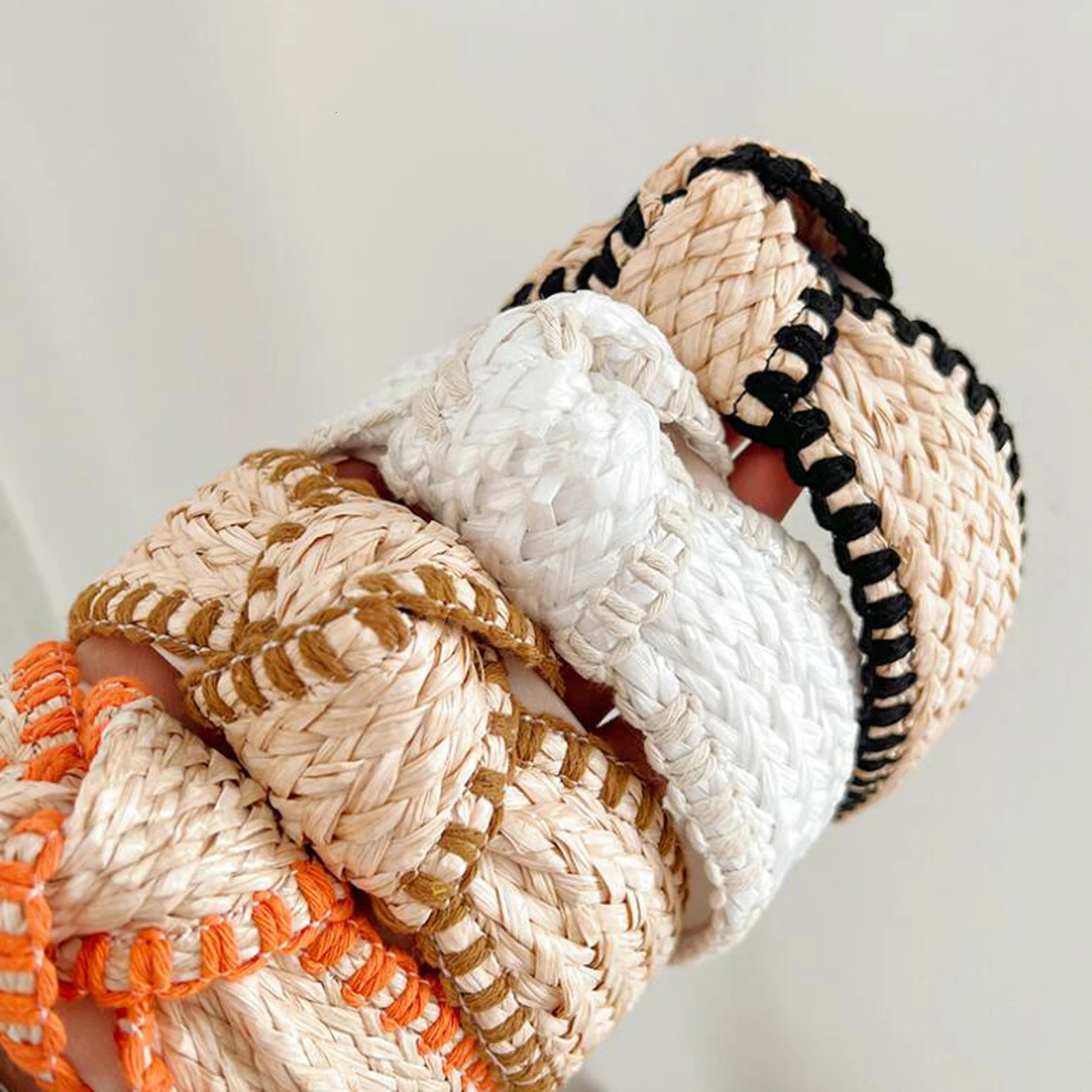 PROLY Fashion Hairband For Women Straw Braided Patchwork Headband Cool Turban Summer For Adult Hair Accessories 250610