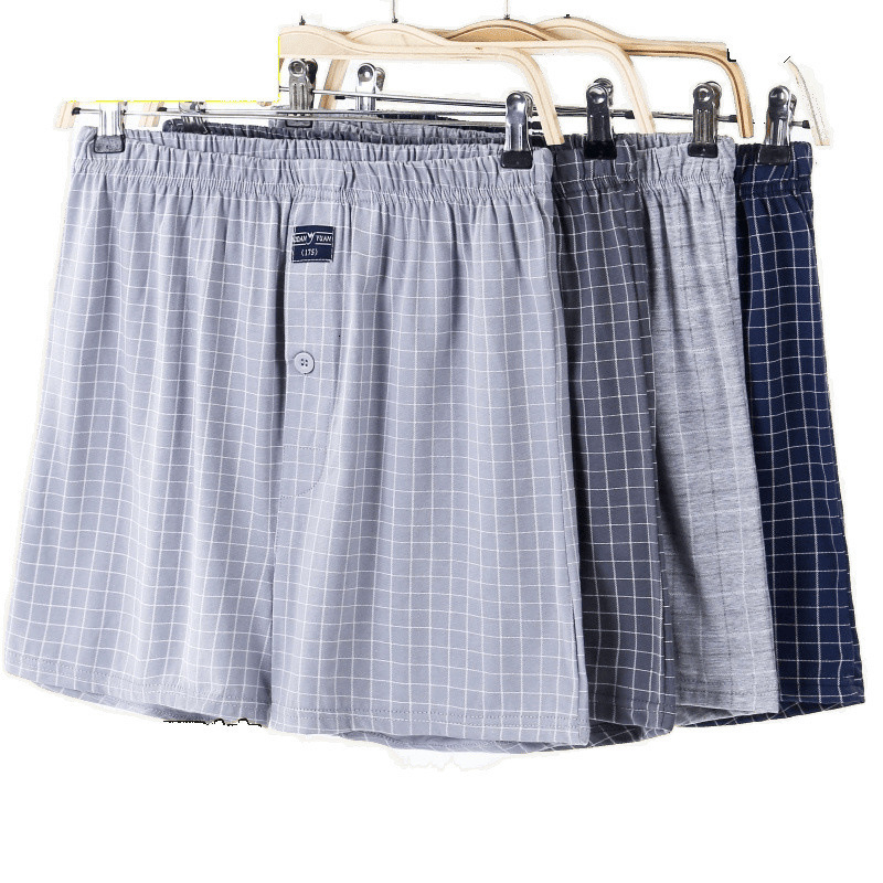 VANEVER 3 Pcs Boxers Mid Waist Knit Cotton Woven Shorts Loose Fit Plaid Mens Panties Comfortable Homewear Mens Underwear 240826