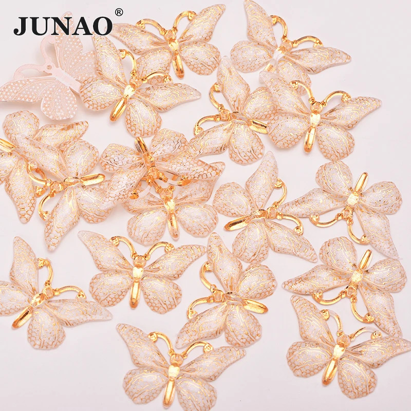 JUNAO 10Pcs 2538mm Large Sewing Purple Butterfly Resin Applique Flatback Crystal Stone For Garment Decoration 250606