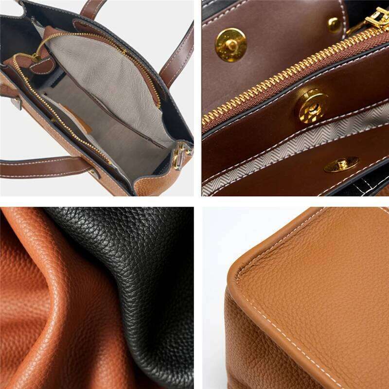 Hifashion 3 Layers Genuine Leather Vertical Tote Handbags For Women 2025 Trend Designer Commuting Ladies Shoulder Crossbody Bags