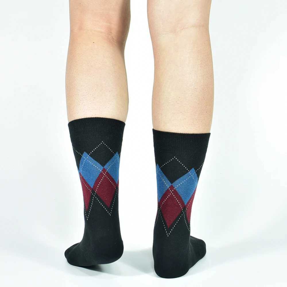 5 Pairs Mens Cotton Black Patterned Comfy Breathable Fashion Colorful Dress Socks For Daily And Outdoor Wearing Z250610