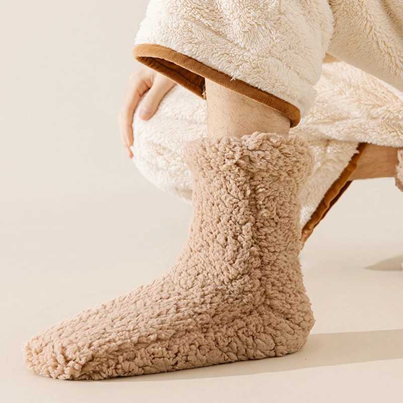 1pair Men Thermal Sleep Sock High Quality Silicone Non-slip Comfortable Women Socks Soft Solid Color Fashion Thickened Floor Sox Z250610