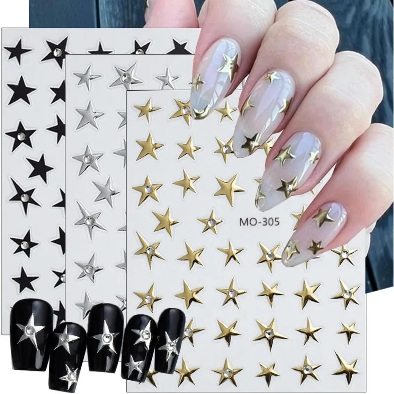 Sparkling Star Nail Art Stickers Pentagram Suitable for Female and Decoration 250605