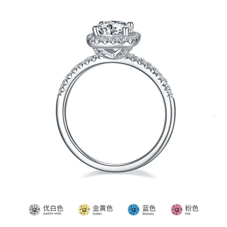 Hot Sale Jewelry 925 Sterling Silver Brilliant Cut 1ct Color Moissanite Diamond Ring for Women