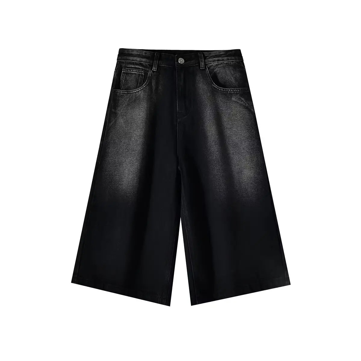 Wideleg Sevenpoint Denim Shorts Mens Summer Highend Fashion Straight Casual Pants Man Jeans Y2k Clothes Baggy 250610