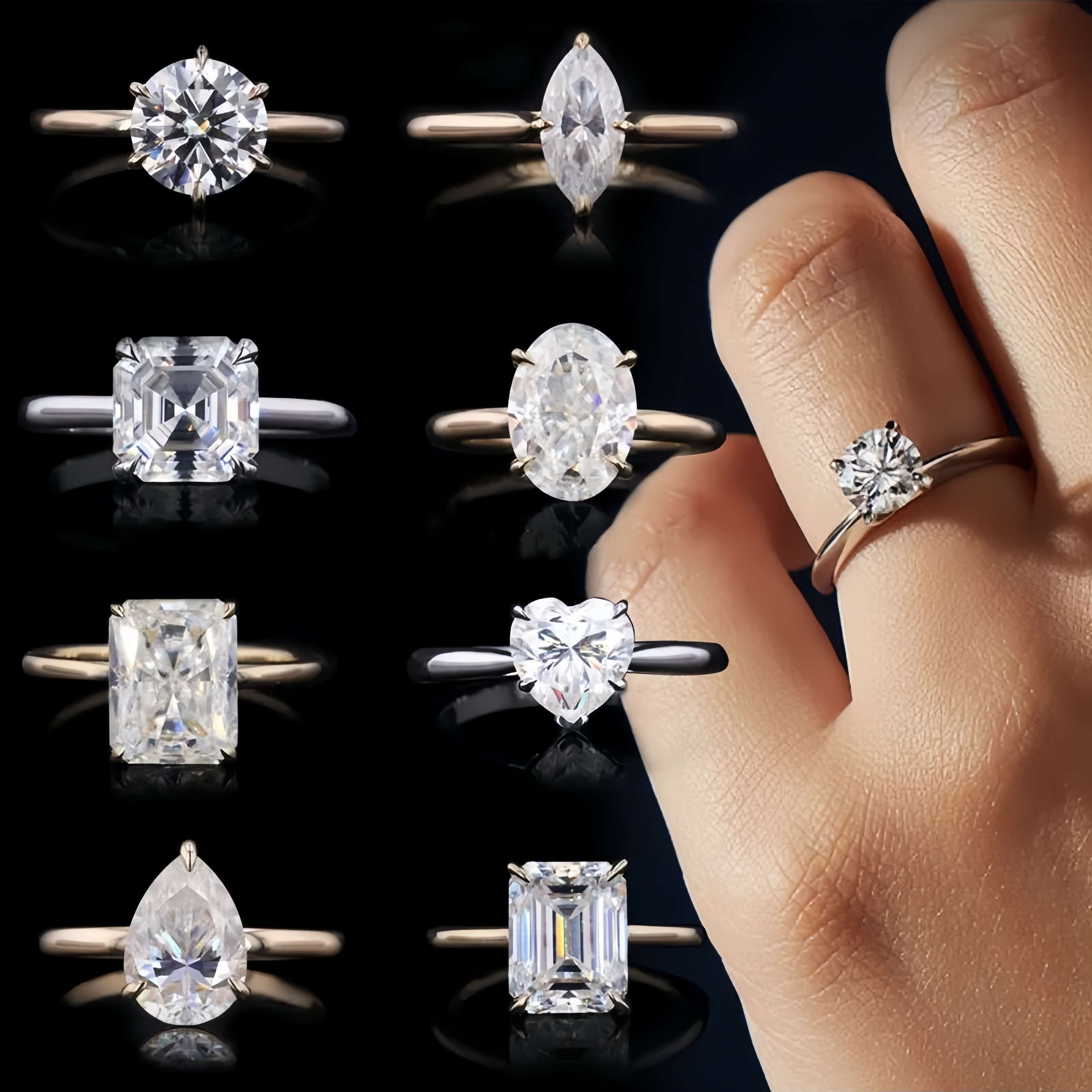 Moissanite Sterling Silver Natural Emerald Pear Pink Rings 2Ct Lab Diamond Engagement Ring For Women Stainless Steel