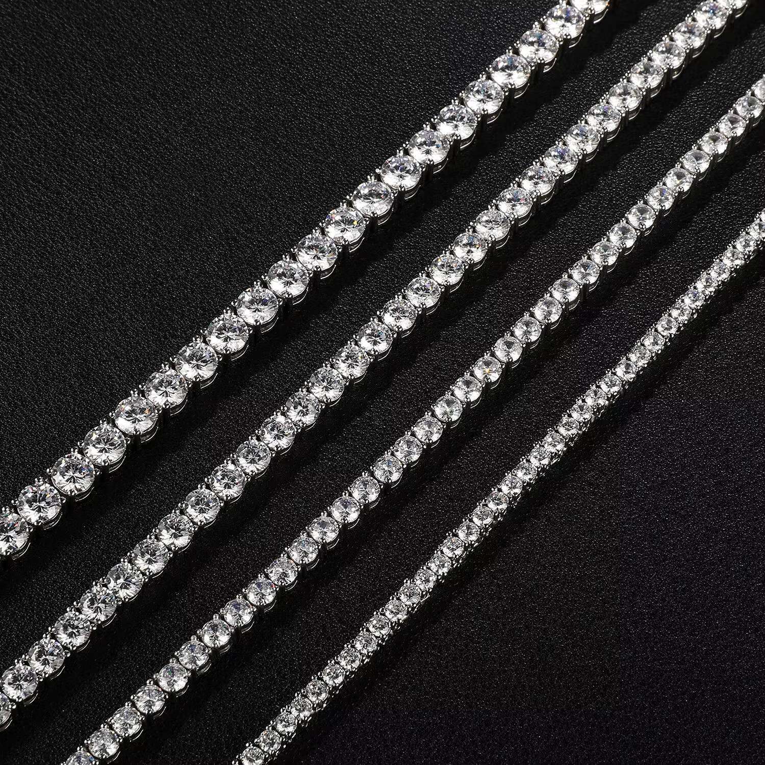OACOCA Hip Hop Iced Out D Color Moissanite Tennis Necklace 3MM 4MM 5MM 925 Sterling Silver VVS Moissanite Diamond Tennis Chain Necklace