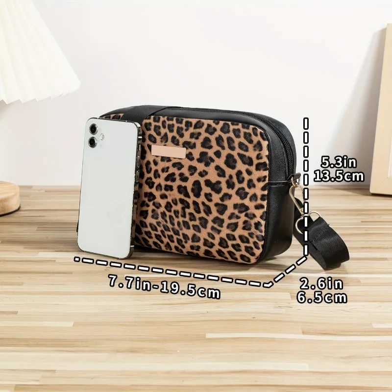 Leopard Print Crossbody Bag for Women Fashion Casual Shoulder Bag Lightweight Purse Versatile for Office Daily Going Out XJ250610