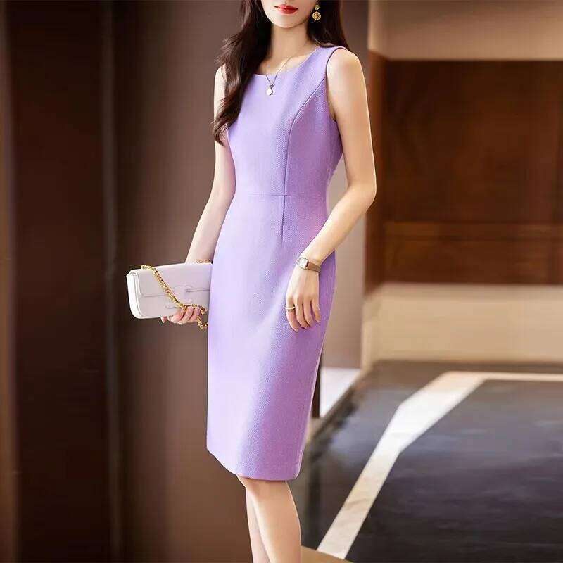 AIyssa-Purple womens slim sleeveless dress, elegant, fashionable beautiful. Autumn and winter new styles 2025