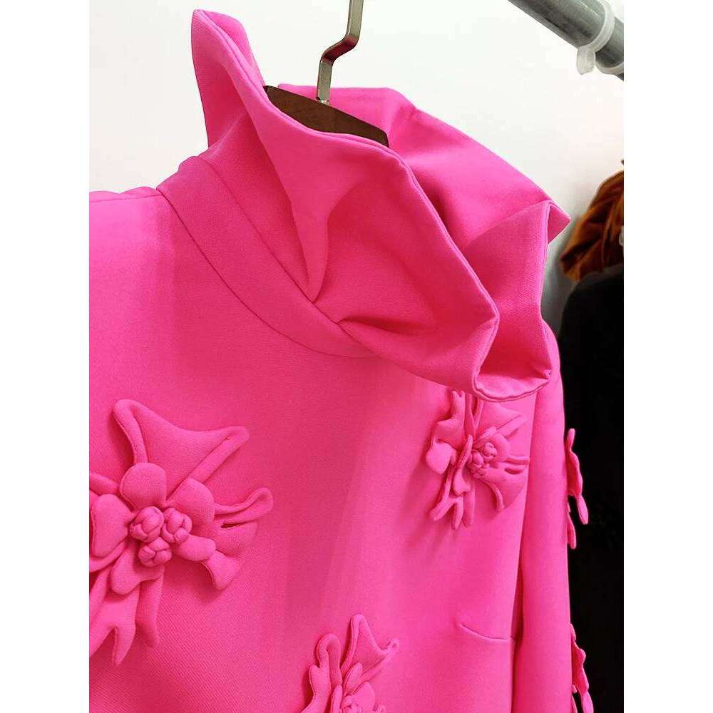 HIGH STREET Newest 2024 Designer Fashion Women's Flare Sleeve Stunning 3D Flowers Appliques Dress