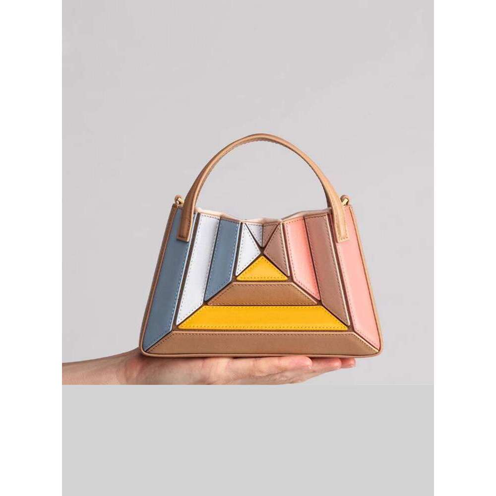 Turkish Style Niche Design Bag New Textured Color Block Fashion Drawstring Shoulder Small Crossbody Handbag